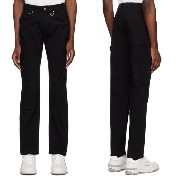 Represent Men’s Double Knee Cargo Carpenter Jeans Slim Fit in Faded Black XL - Picture 1 of 16